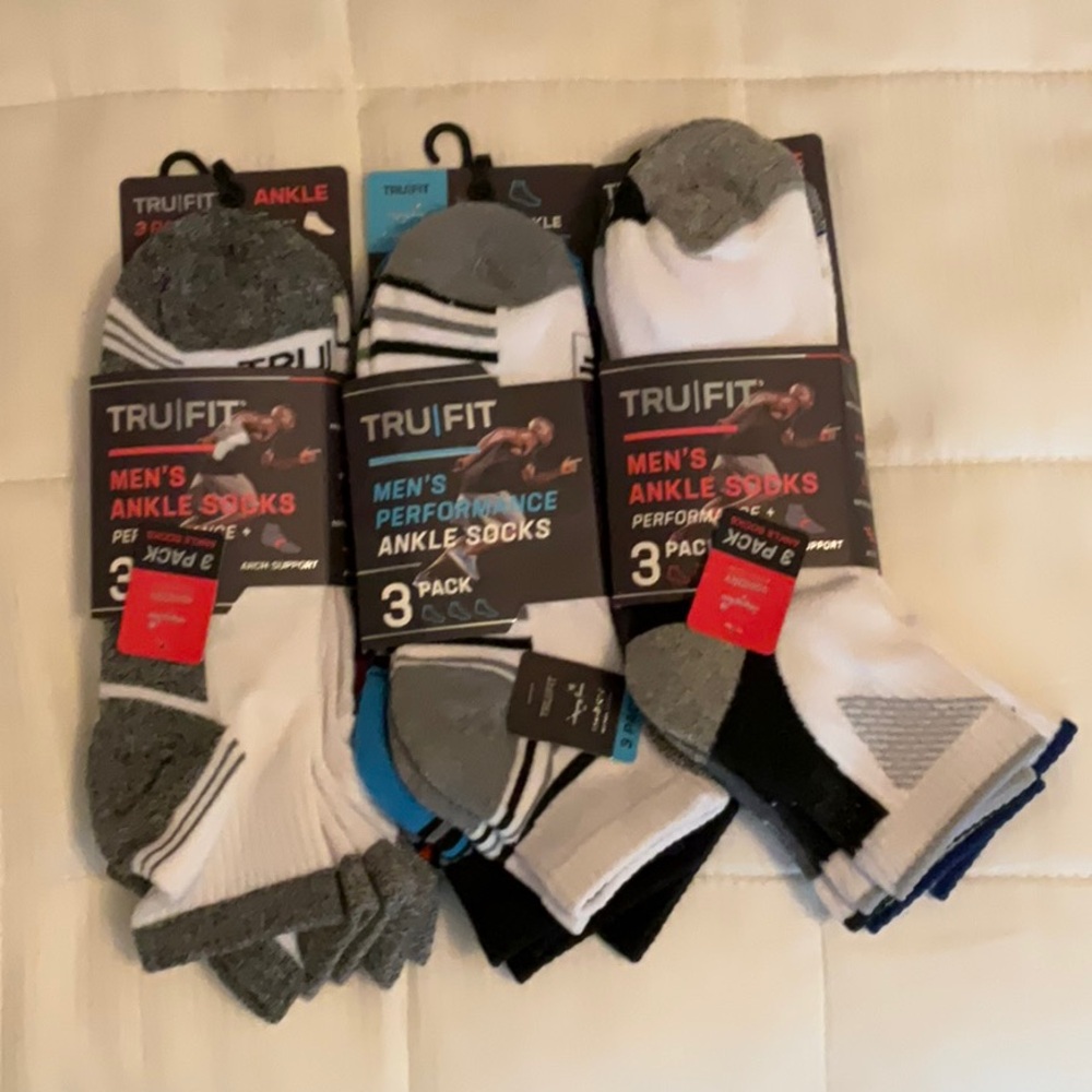 3 NWT Tru-fit Men’s Ankle Athletic Socks